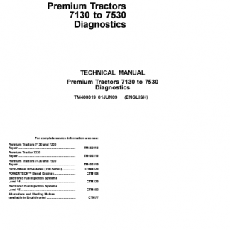 John Deere Premium 7130 - 7530 tractors diagnostics technical manual