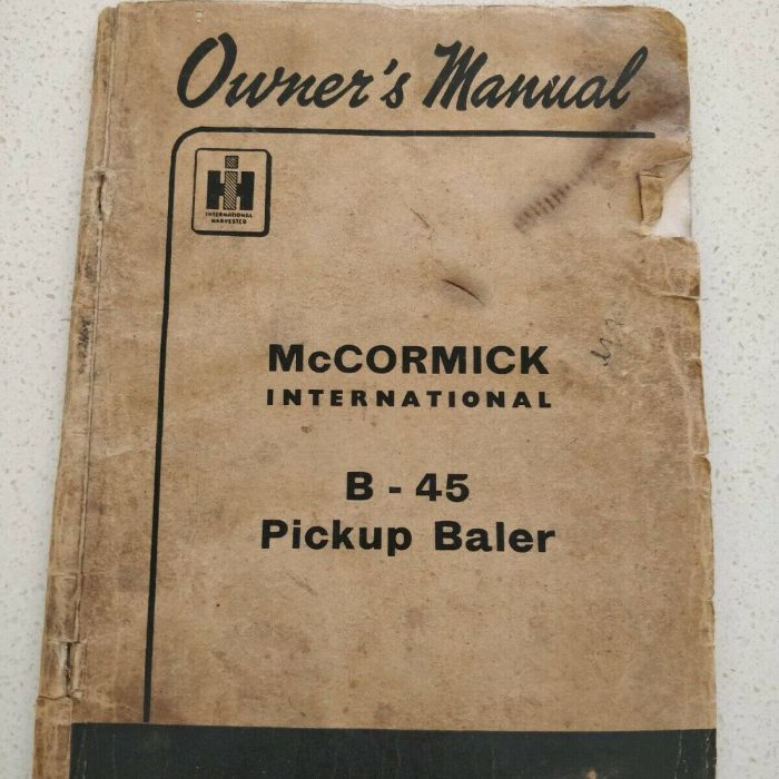 mccormick international b-45 pickup baler owner's manual